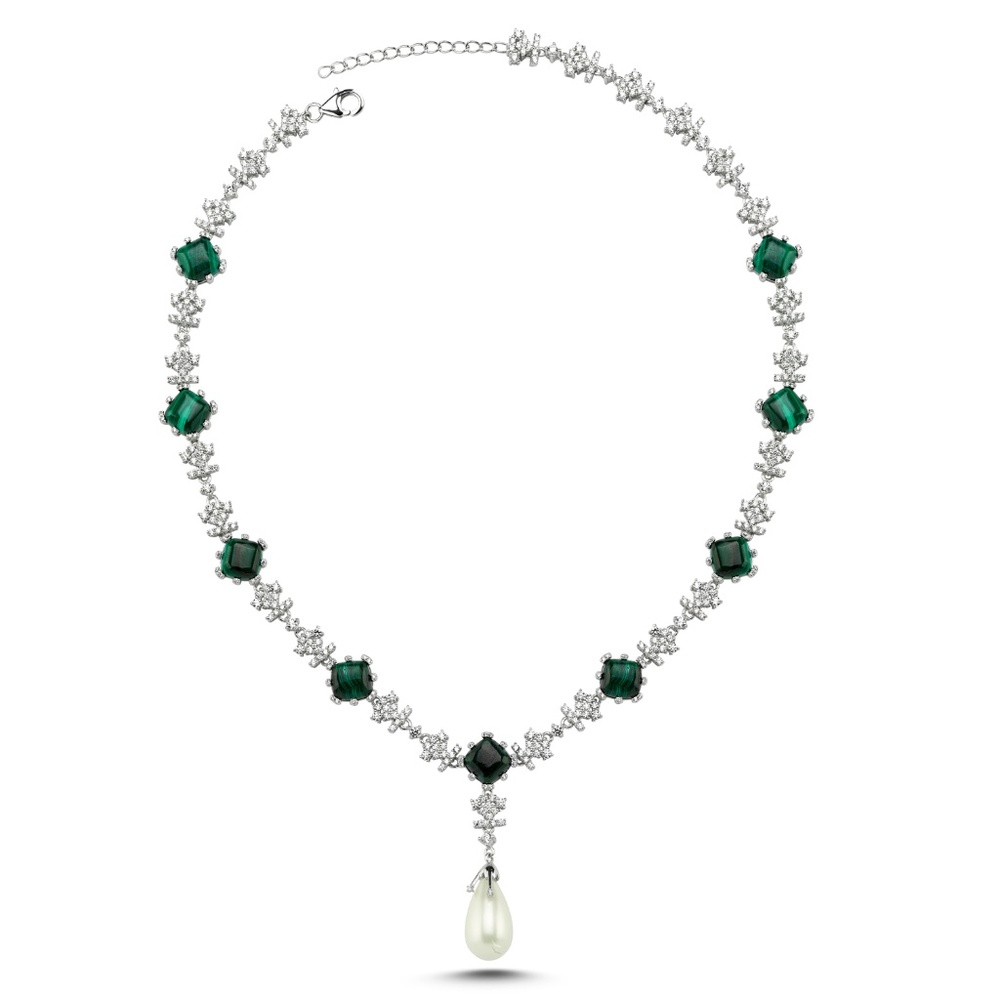 One Love Green Natural Stone Pearl Necklace